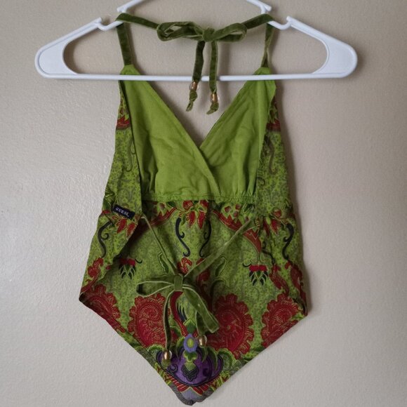 GUESS Green-and-Red Paisley Handkerchief Tank Women's S - Picture 5 of 10